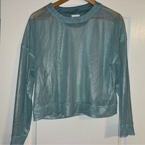 Sheer Teal Long Sleeve Top tennis